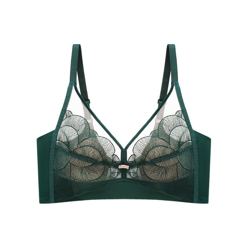 

Нижнее белье Женское Тонкое Нижнее белье с ушками кролика Хрустальная чашка Бюстгальтер Регулируемый Кружевной бюстгальтер 40/90C зелёный