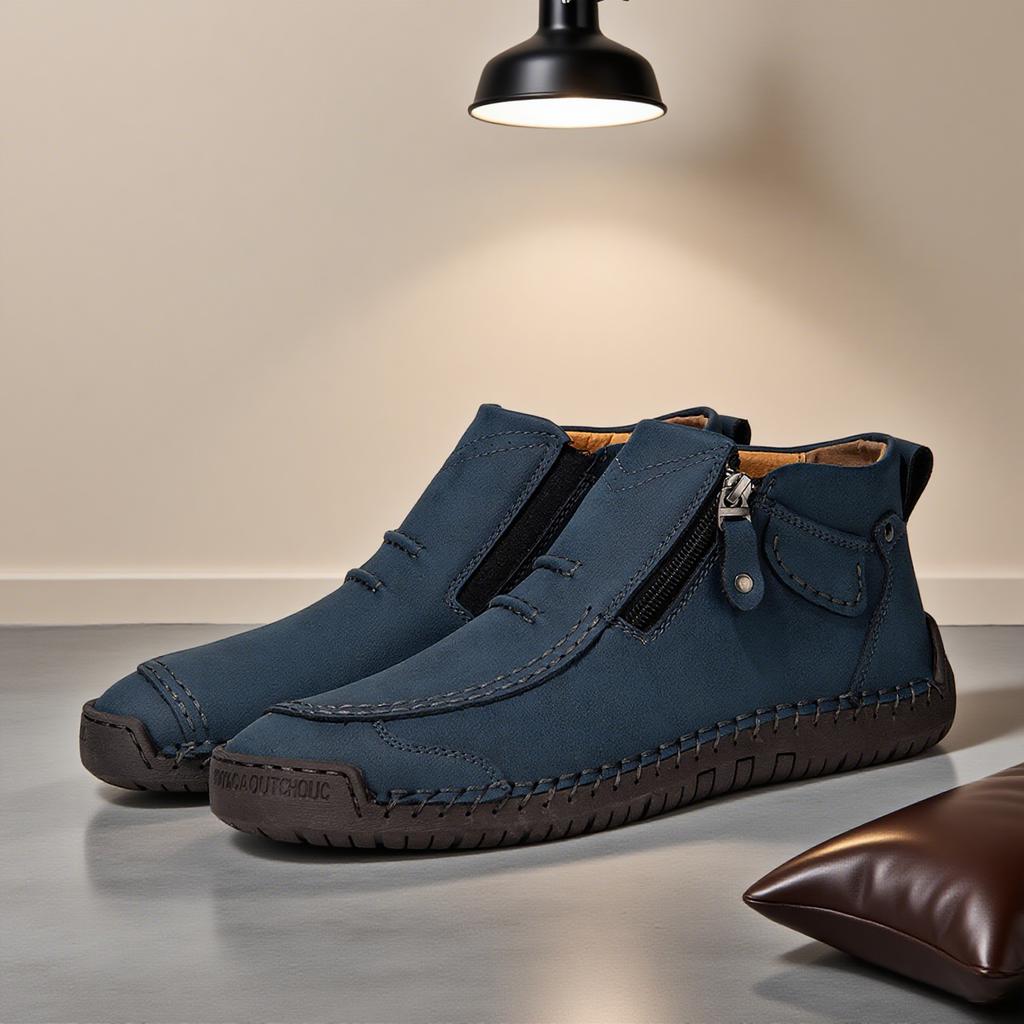 Men Fall Shoes Men Loafers Moccasins Breathable Anti-Slip Driving Shoes Outdoor Sports Casual Ankle Boots High-Top Hiking Shoes