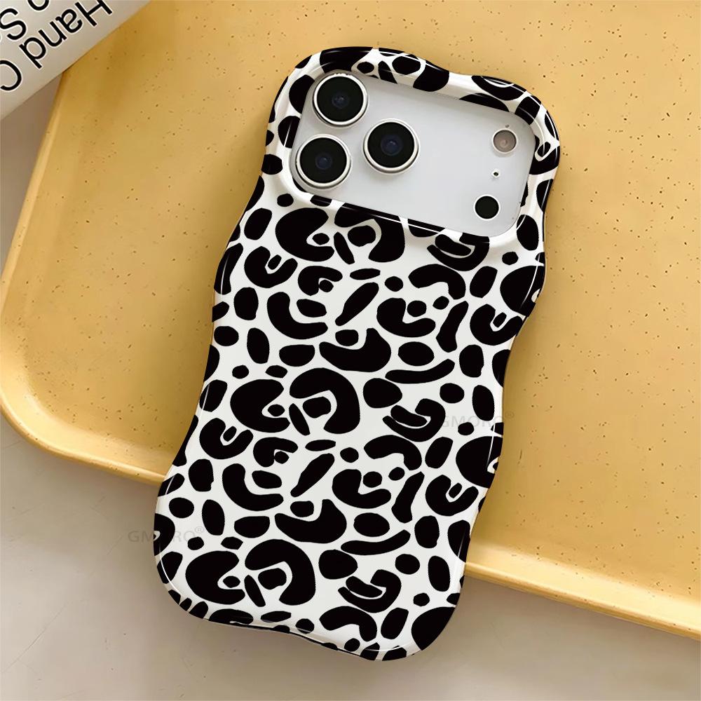 Color Leopard Print Wavy Edge Sweet and Cool Mobile Phone Case iPhone16/15promax Anti-drop and Anti-skid Protective Case