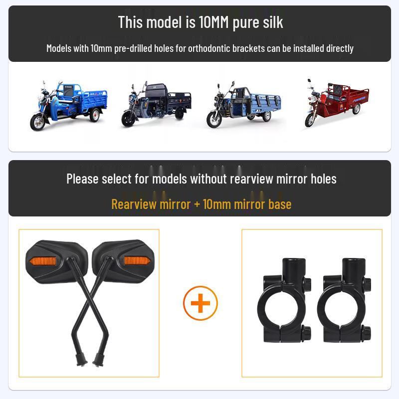 Extra Large Field of View Rearview Mirror for Tricycles and Motorcycles