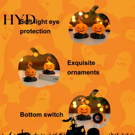 Halloween Window Display LED Candle Light Figurine, Bat Tombstone Glowing Tabletop Ornament, Warm Lighted Props Pumpkin Decor Prop for Escape