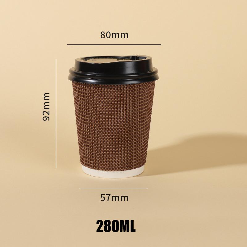 25 ks/sada 8oz kelímků na kávu Dvoustěnné izolované papírové kelímky na kávu s víčky Jednorázové pruhované přenosné papírové kelímky