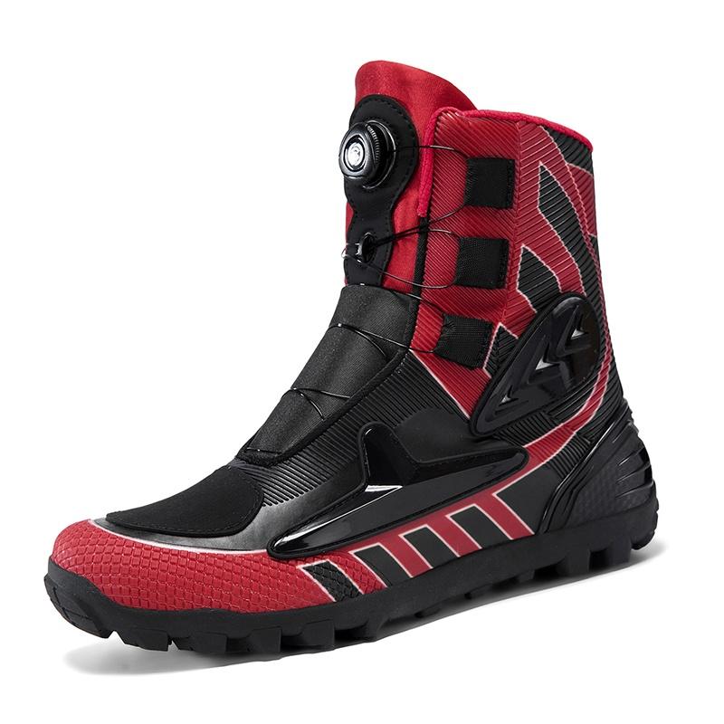Unisex Dark Tone Protective Protective Motorcycle Shoes High Top Riding Boots Reinforced Sole Biker Outdoor Travel Footwear