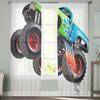 Truck Car Cartoon Voile Curtains Window Treatment Kitchen Living Room Bedroom Decoration Chiffon Tulle Modern Light Filtering Made Of Polyester