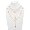 Pearl Colored Rhinestone Necklace Cross Bohemian Style Necklace Gold Jewelry  Sea Beach Jewelry