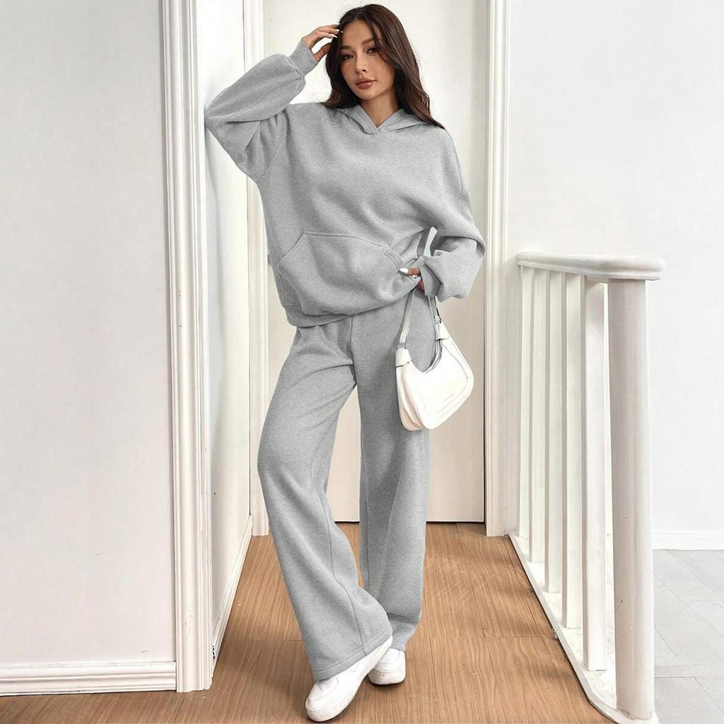 Women's Casual Warm Hoodie Casual Pants  Winter Sports Suit