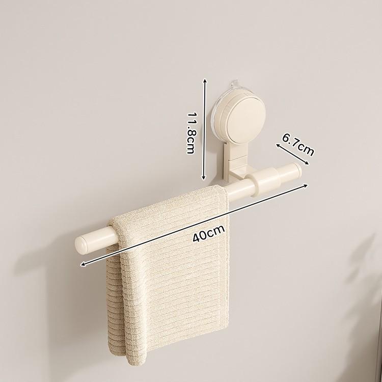 No-Drill Bathroom Towel Rack with Suction Cup - Towel Bar & Storage Shelf