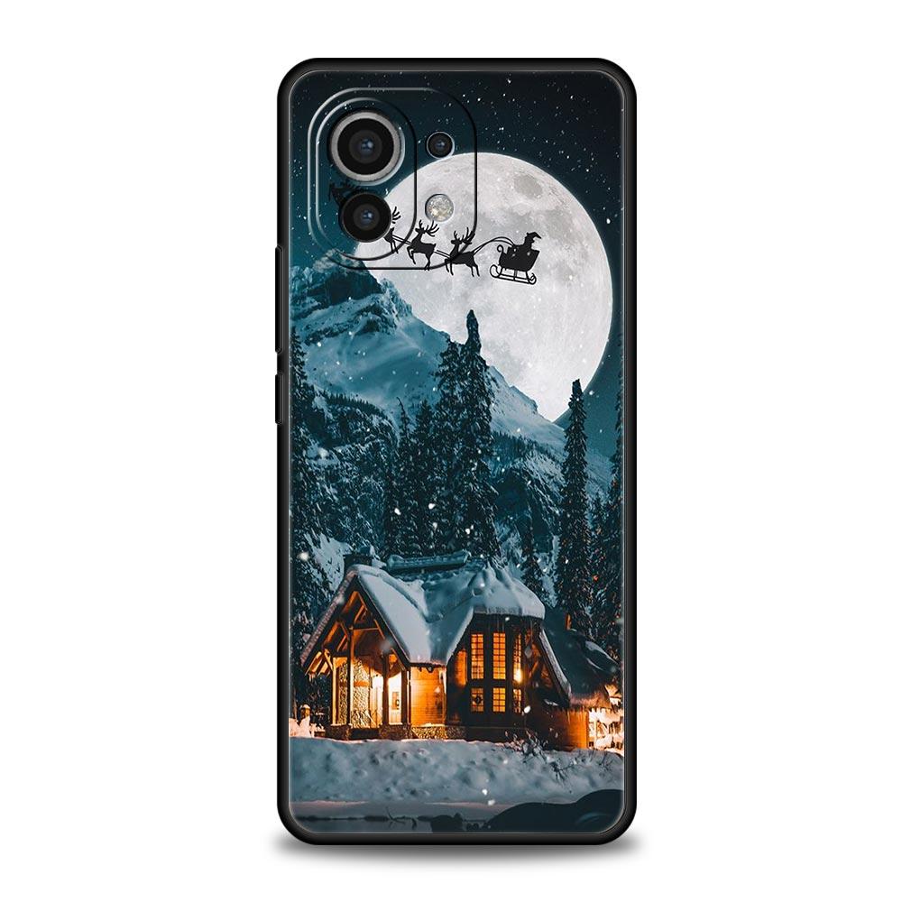 Phone Case For Xiaomi Mi 14 13 12 11 Lite 13T 12T 11x 11T 10T Pro 9T Note 10 Lite Silicone Black Cover Christmas Graphic Printed