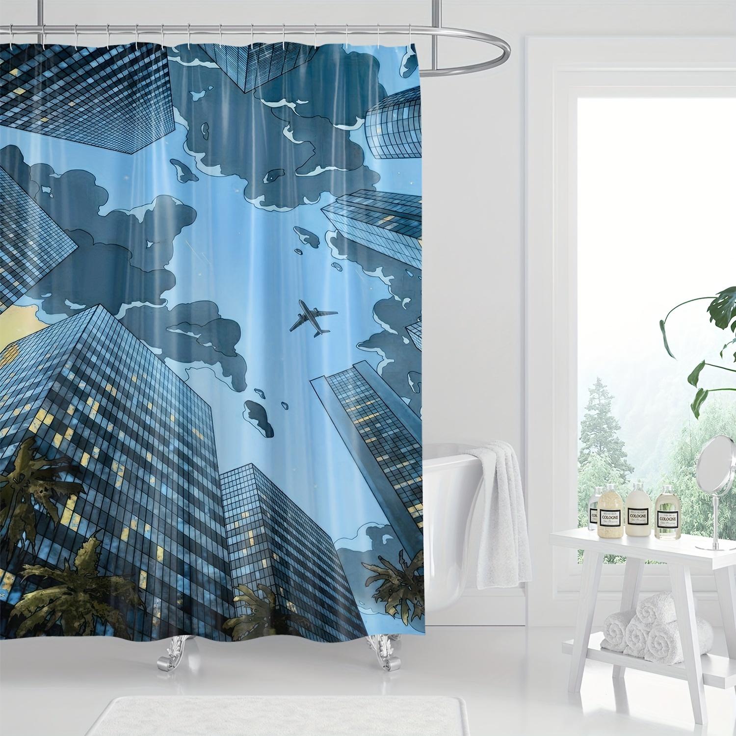 

1Pc Polyester Shower Curtain With Artistic Cityscape Design - Machine Washable, Includes Hooks, Modern Bathroom Decor For All Se W60H190(CM)-1 Pcs