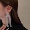 S925 Silver Needle Inlaid Diamond Long Tassel Earrings - Exaggerated European & American Style for Autumn/Winter Evenings