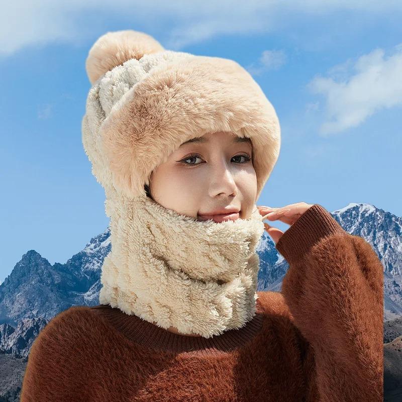 Warm Plush Knitted Hat for Women - Winter Ski Hat , Solid Color, Suitable for Autumn Winter Outdoor Use