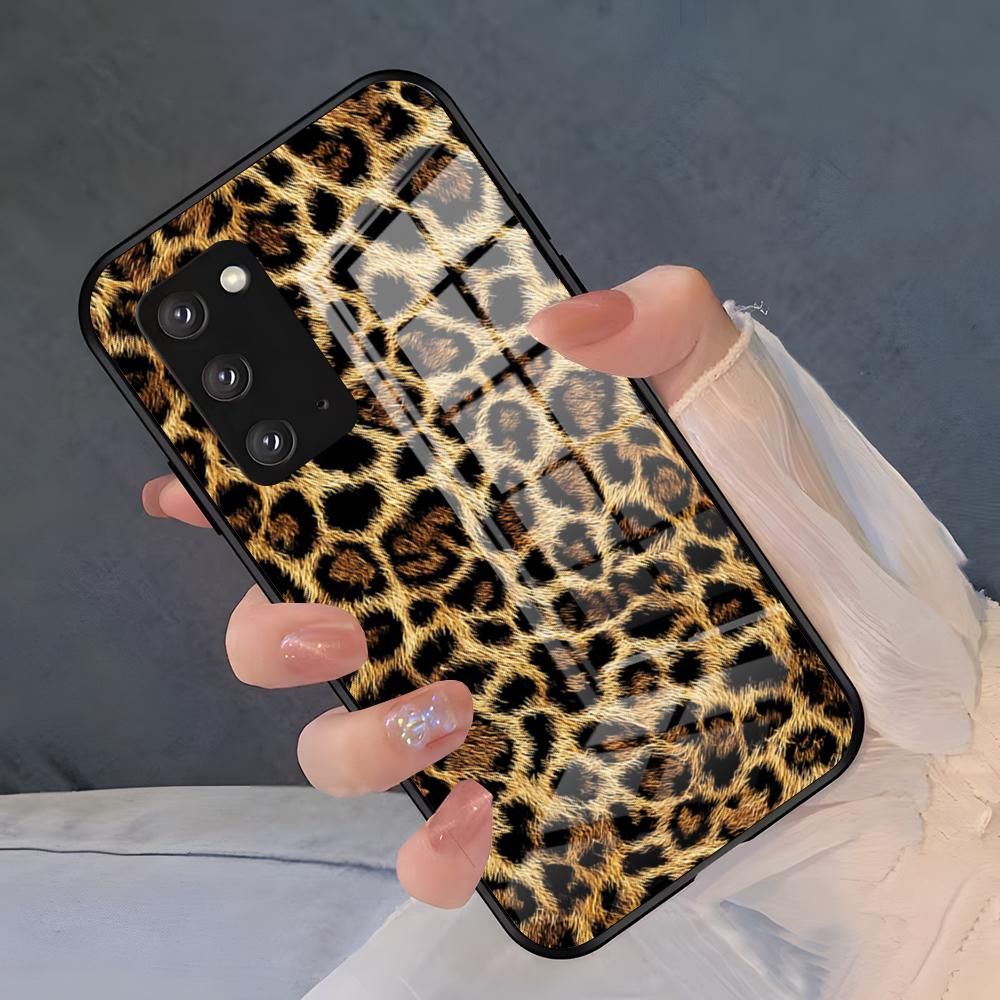 Luxurious Leopard Print Phone Case For Samsung S26 S25 Plus S20 S20 Plus S22 Ultra S23 FE S21 Plus S21 Ultra Glass Cover