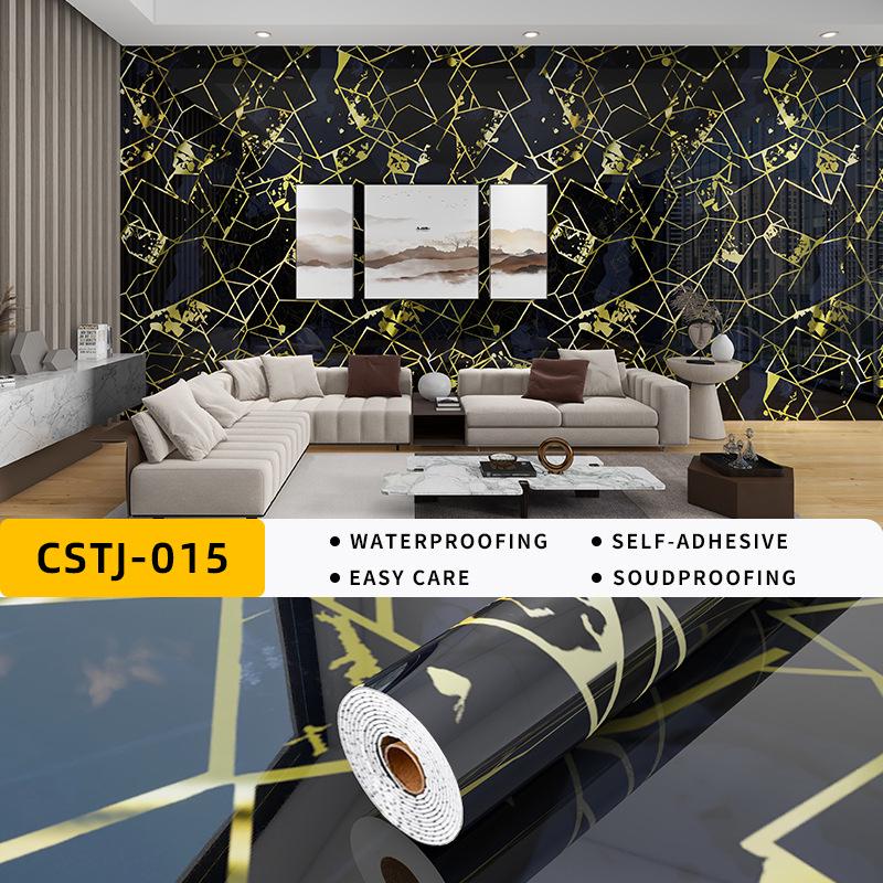 Self-Adhesive Waterproof Imitation Marble Tile Wall Sticker for Bathroom, Living Room, Kitchen, and TV Background.