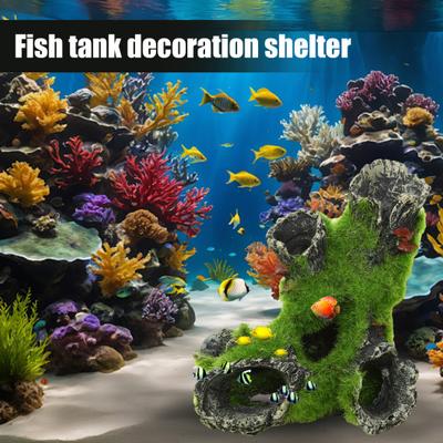 Simulation Baumstamm Aquarium Dekoration Moos Fisch Garnelen Versteck Harz