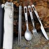 4Pcs Pure Titanium Tableware Knife Fork Spoon Chopstick Portable Ultralight Sets Travel Camping Hiking Tableware Flatware Set