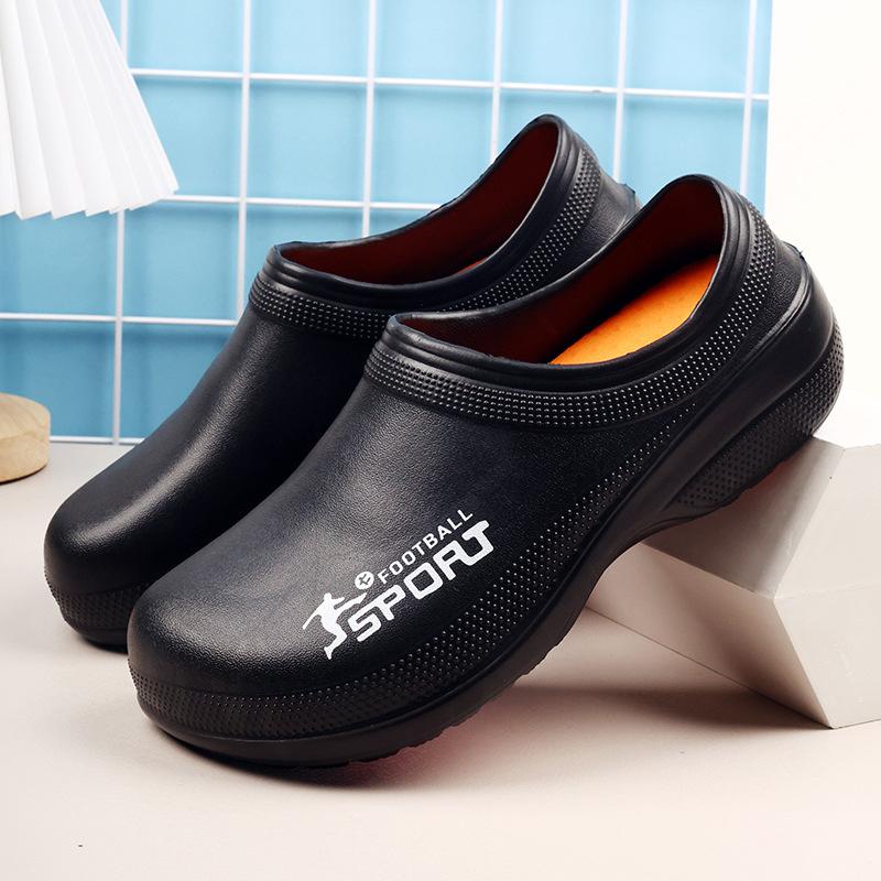 

Kitchen work shoes male chef male summer wear kitchen work waterproof, non-slip, oil-resistant and wear-resistant thick sole one pedal 36 чорний