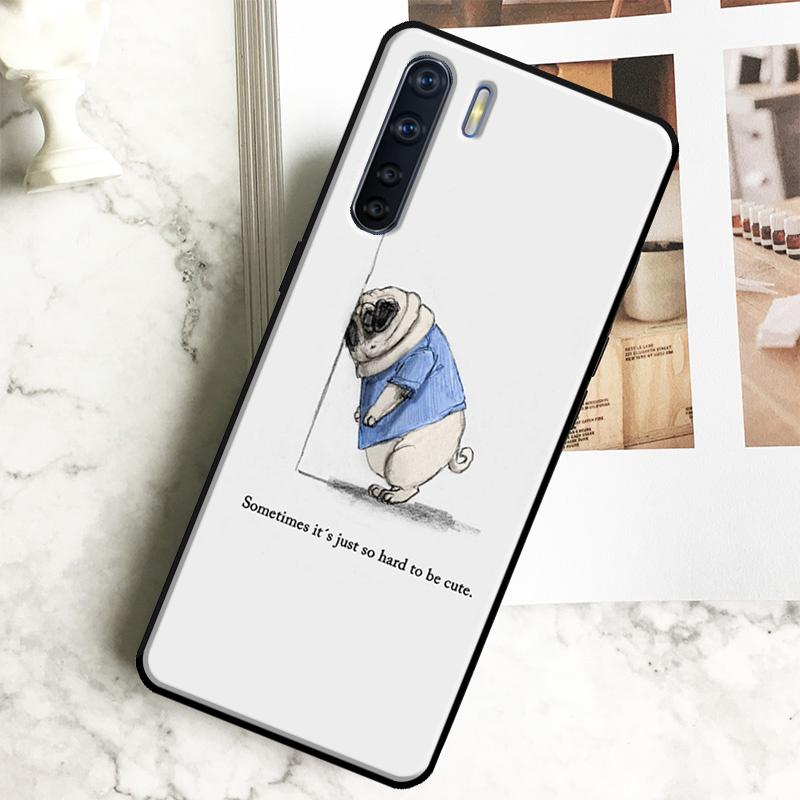 Pug Dog Funny Cartoon Case For Oppo A18 A38 A58 A78 A98 A40 A60 A80 A16 A76 A96 A15 A17 A77 A74 A94 A54 A57S Cover