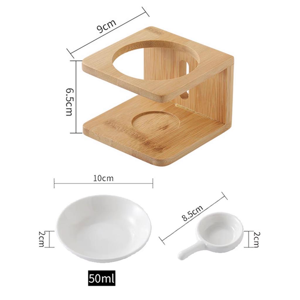 Bamboo Ceramic Essential Oil Burner, Aromatherapy Wax Melt Warmer with Tealight Holder, Home Fragrance Diffuser