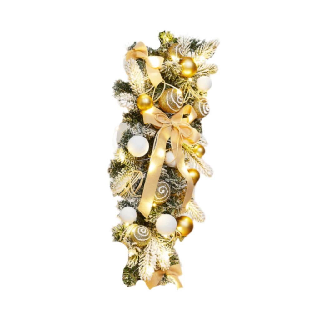 Christmas Stairway Swag with Lights Decorative Teardrop Swag Wreath for Background Wall Home Fireplace Mantle Window Outdoor