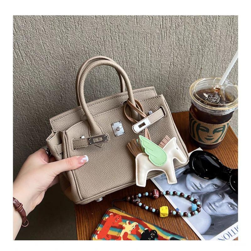 Lychee pattern platinum bag mini leather handbag large capacity bag women's new trendy fashion shoulder bag