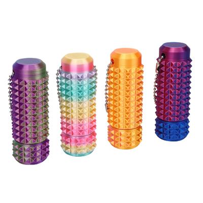 4 יחידות מחזיק מפתחות קוצני מודפס בתלת מימד להקלה על לחץ, מסתובב, קוצני קשיח, צעצוע גירוי חושי למבוגרים ובני נוער