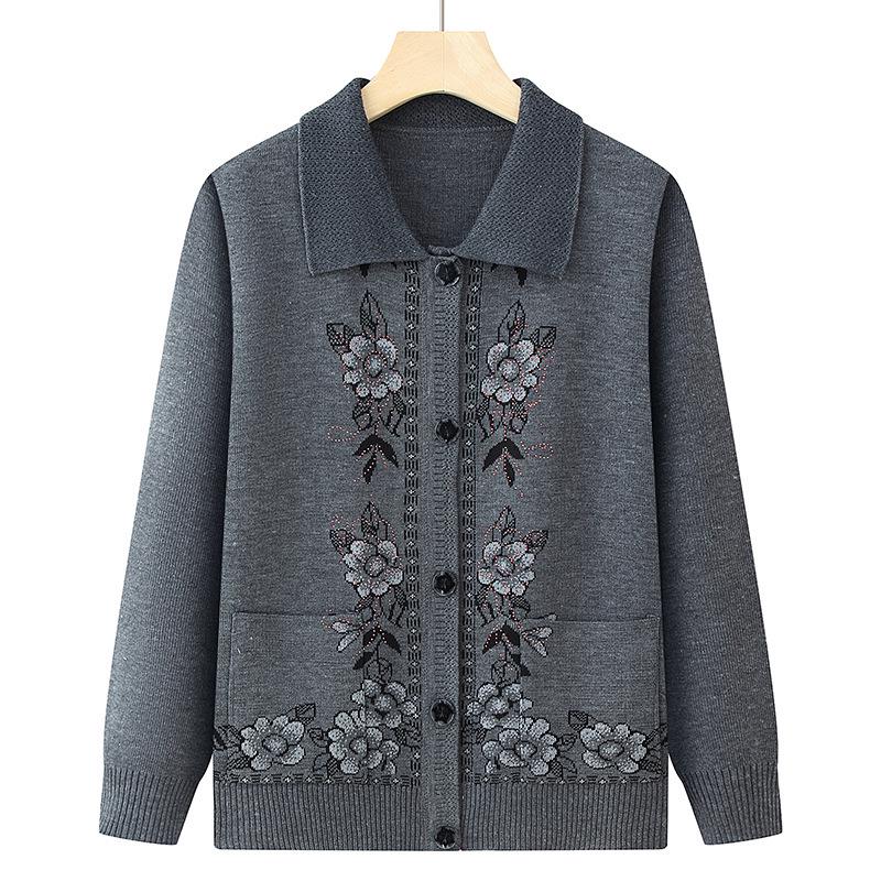 

Women s Knitted Sweater Cardigan for Middle-Aged and Elderly - Spring/Autumn Wear One Size