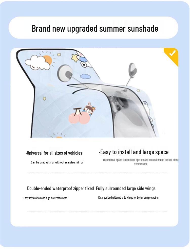 Electric Vehicle Windshield Summer Sunscreen Poncho – Windproof Sunshade for Battery Motorcycles