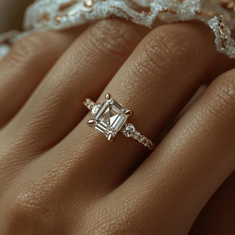Luxury CopperColor White Square Cubic Zirconia Wedding Band Ring for Women Trendy Engagement Eternity Jewelry Female Accessory