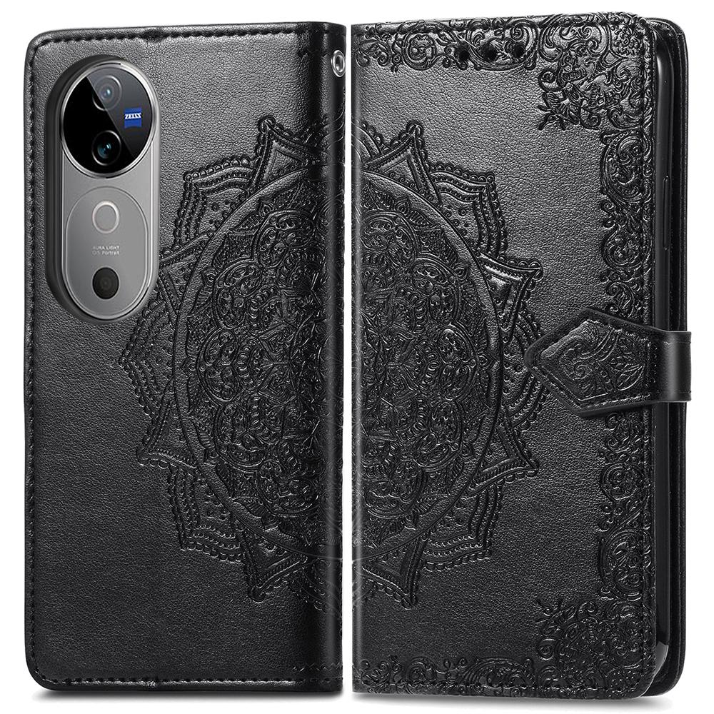 Pro vivo V40 5G Pouzdro Mandala Reliéfní Design Kožená Peněženka Kryt na Telefon