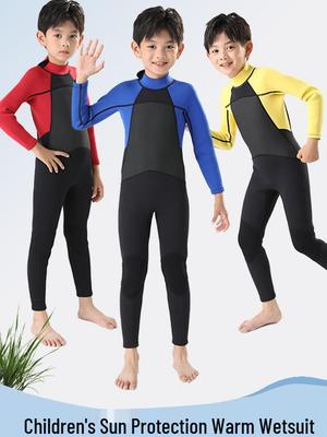 3MM Kids' Split Dive Wetsuit for Boys & Girls - Thickened for Warmth, UV Protection, and Cold Swim Protection.