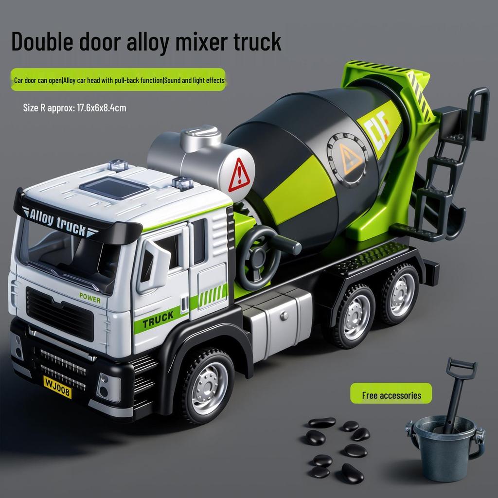 Large Alloy Cement Mixer Truck Toy for Children - Dischargeable Tank Construction Vehicle for Boys