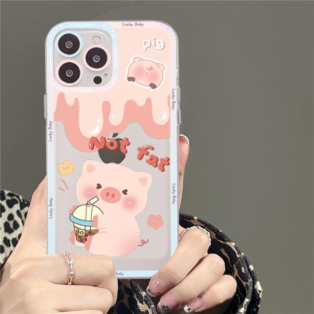 Cute Cartoon Pig Phone Case For Samsung S 20 S 21 S 22 S 23 Lite Plus Ultra Mobile Cover