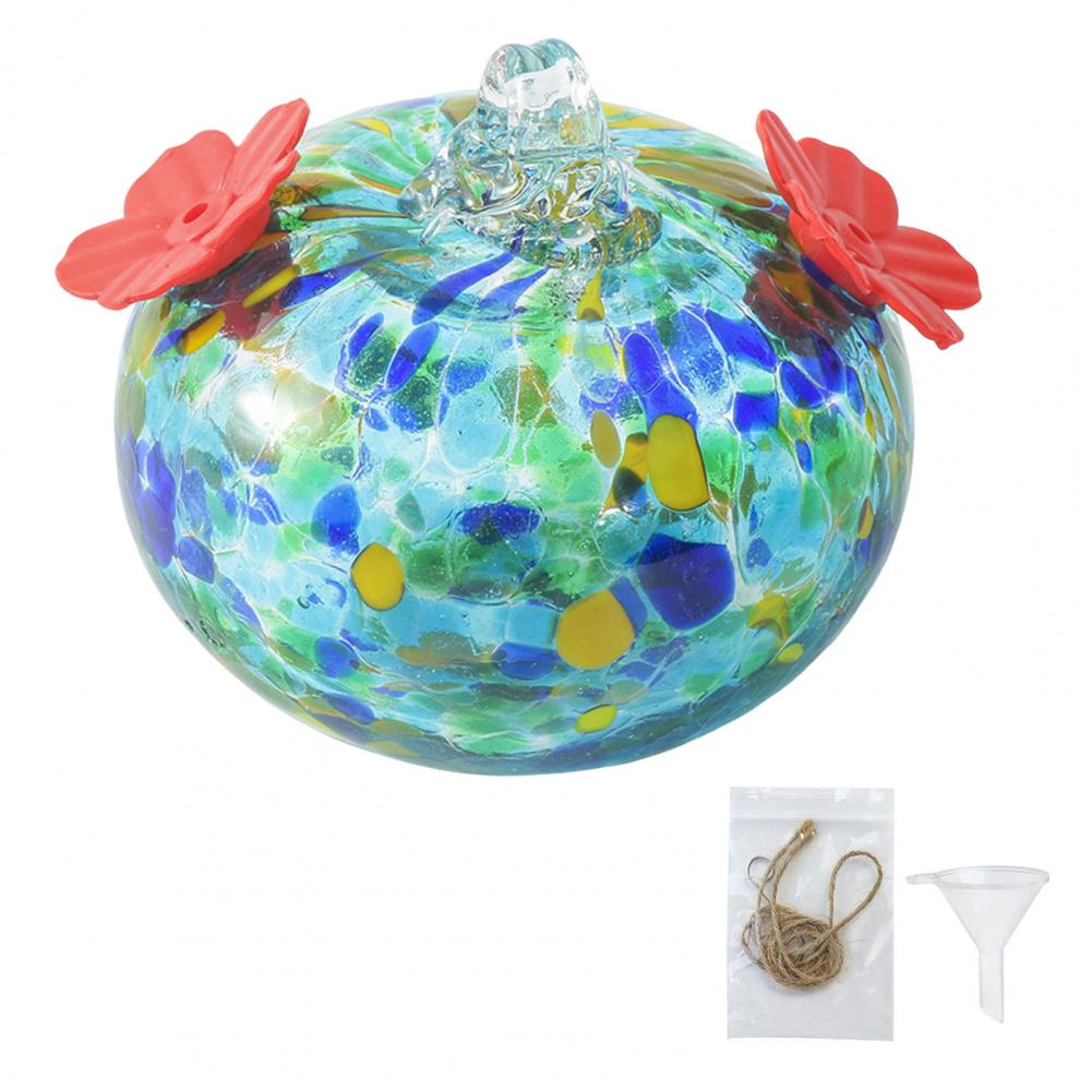 

Hand-blown Glass Hummingbird Feeder Colorful Hummingbird Feeder Elegant Droplet Shaped Stained Glass for Garden