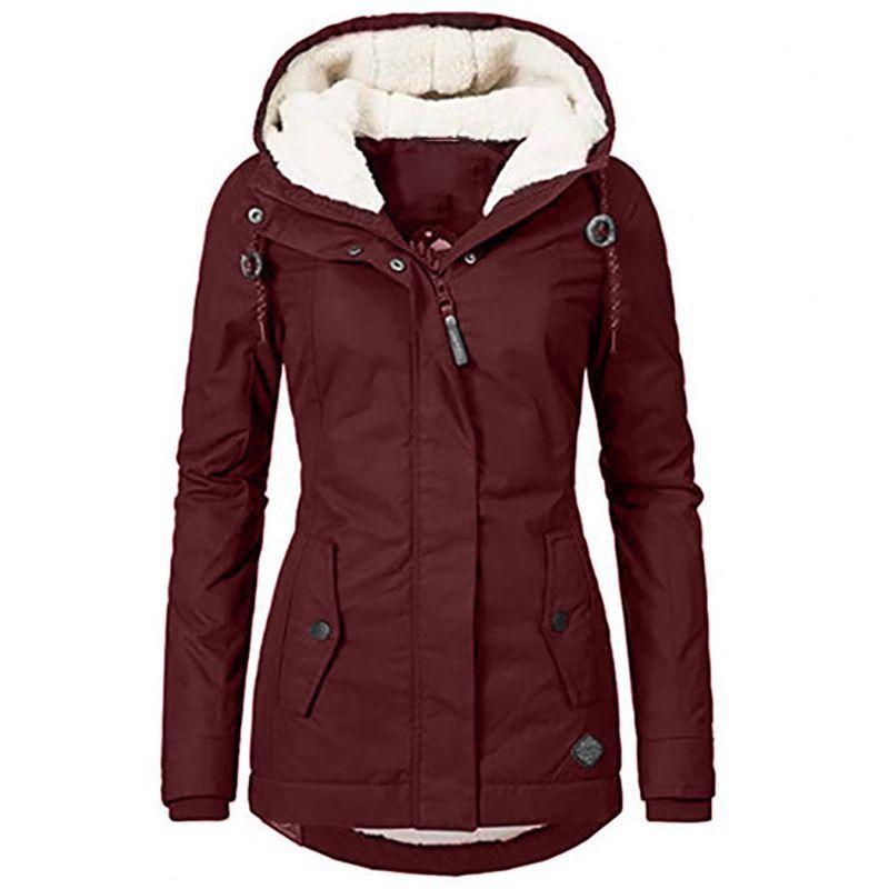 Elegante Parka Giacca Cappotto in Ecopelliccia da Donna con Cappuccio Capospalla Invernale Caldo in Nero