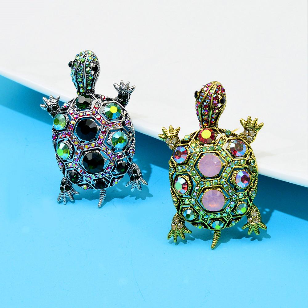 New Rhinestone Beautiful Turtle Brooches For Women Fashion Vintage Animal Pin