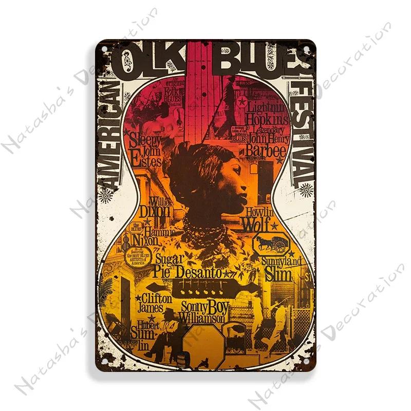 Classic Blues Metal Tin Sign Music Metal Poster Garage Cafe Wall Decor Old Fashion Metal Plaque Vintage Poster Wall Plate