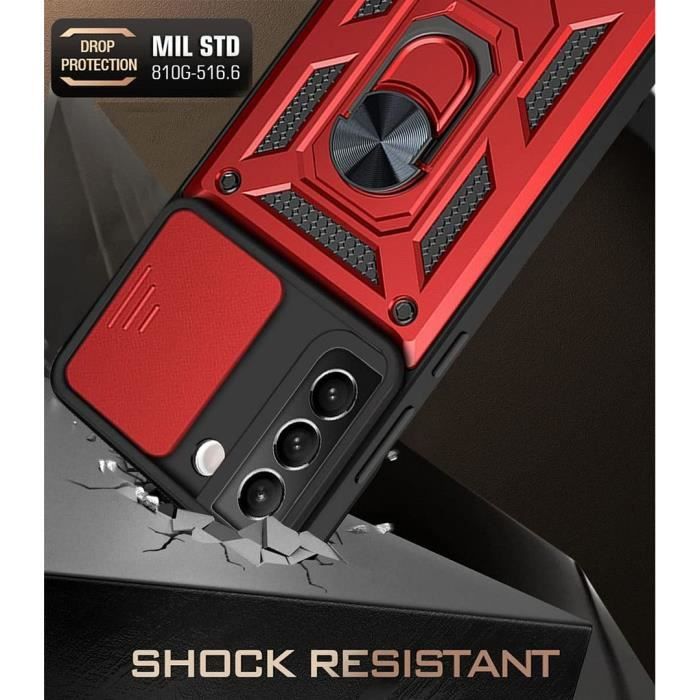 Coque et Verres Trempés - Samsung - S22 Plus - Rouge - Anti-Rayure - Antichoc