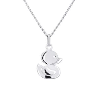 Children's Pendant - LÉA &; ARTHUR - CANARD Motif - White Gold - 375 Thousandths - Girls' Jewelry