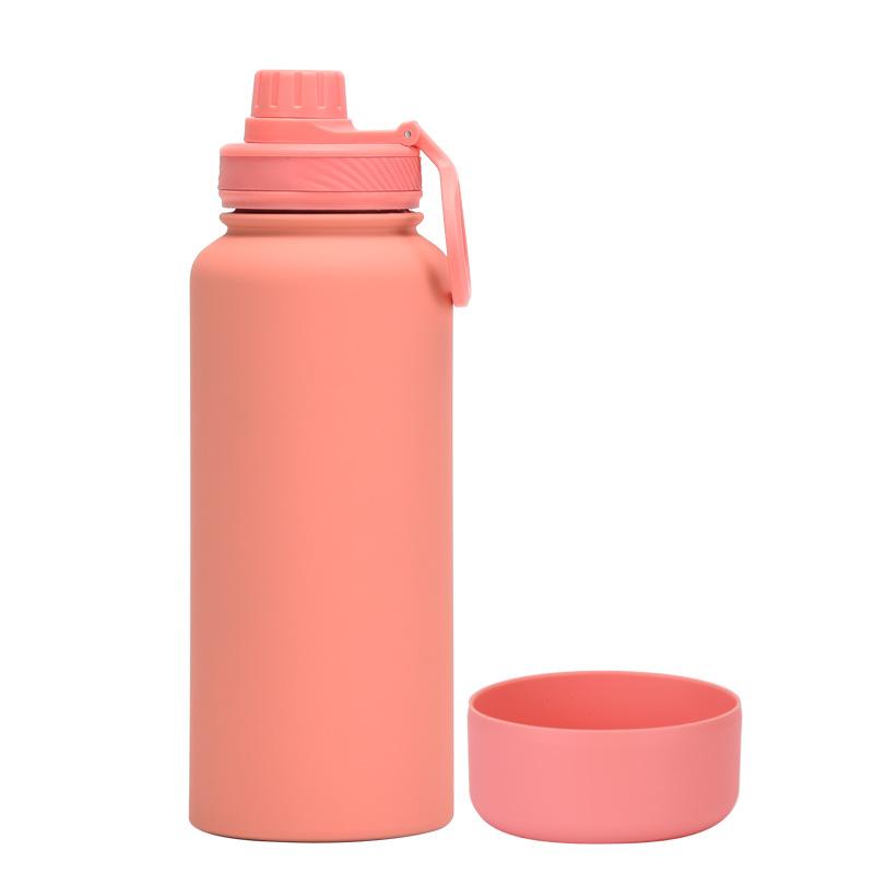 1L Large-Capacity Thermos Cup With Non-Slip Bottom, Portable Outdoor Sports Kettle, Frosted Water Cup