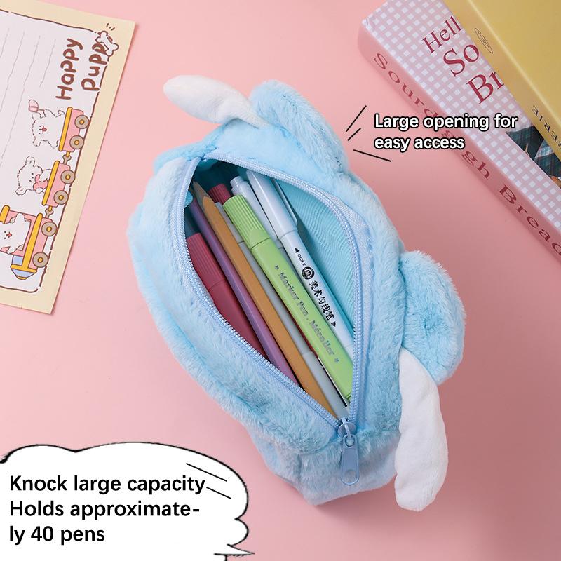 Sanrio Plush Pencil Case Cosmetic Bag Large Capacity Pen Pouch Hello Kitty Kuromi Melody Stationery Storage Bag School Supplies