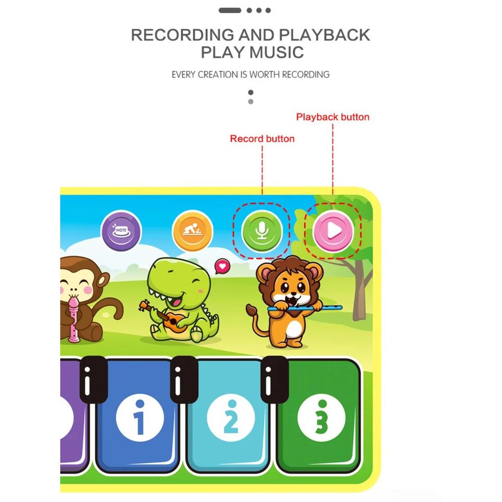 110x36cm Musical Piano Mat Toddlers Floor Violin Keyboard Dance Mat with 8 Instruments Sounds Baby Mat Study Educational Toys