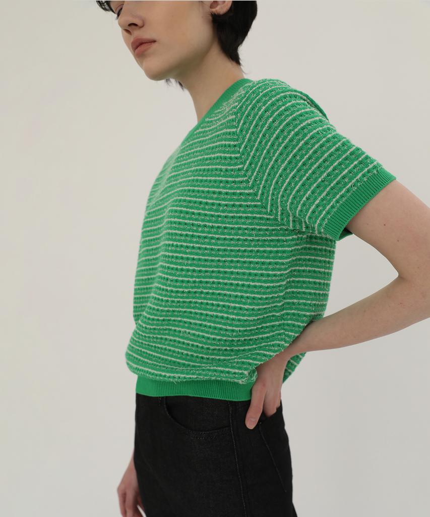 Leuba Eyelet Jacquard Half Sleeve Knit - Green