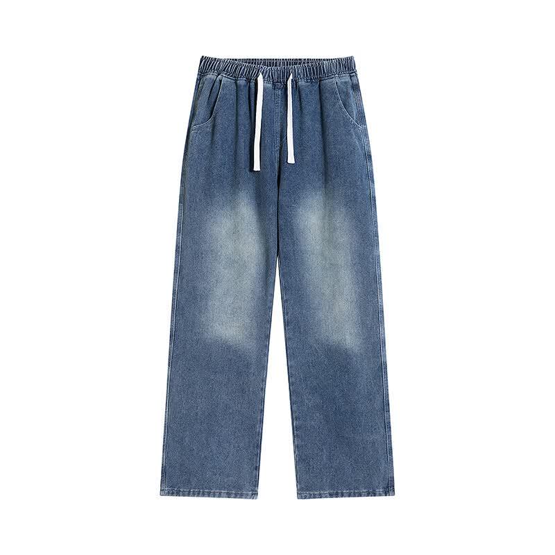 Chutang Men's American Style Loose Fit Wide-Leg Jeans
