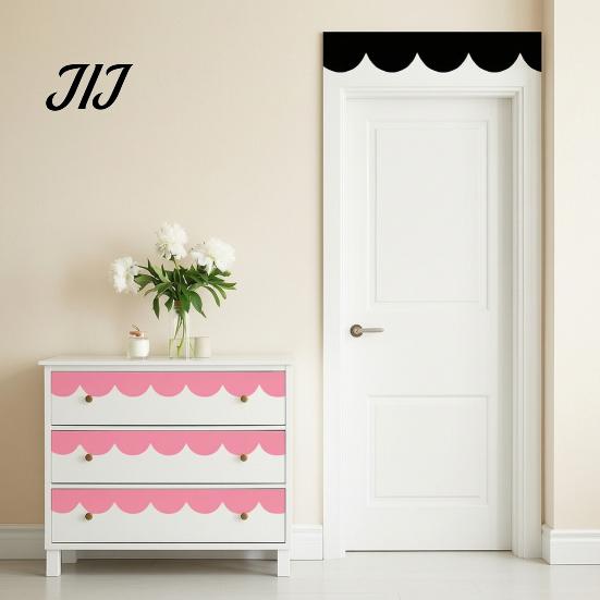 Flexible Corner Decoration for Wardrobe 4Pcs Scalloped Border Wall Decals, Peel and Stick Half Arch Geometric Stickers, Cabinet Edge Decor Semi Circle