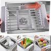 Stainless Steel Kitchen Drying Rack, Extendable Drainage Basket with Adjustable Armrests, Sink and Dish Drying Rack