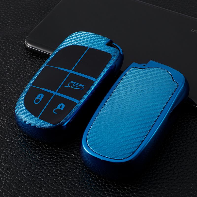Carbon Fiber Key Cover for Jeep Compass, Cherokee, Renegade, Grand Cherokee, and Dodge