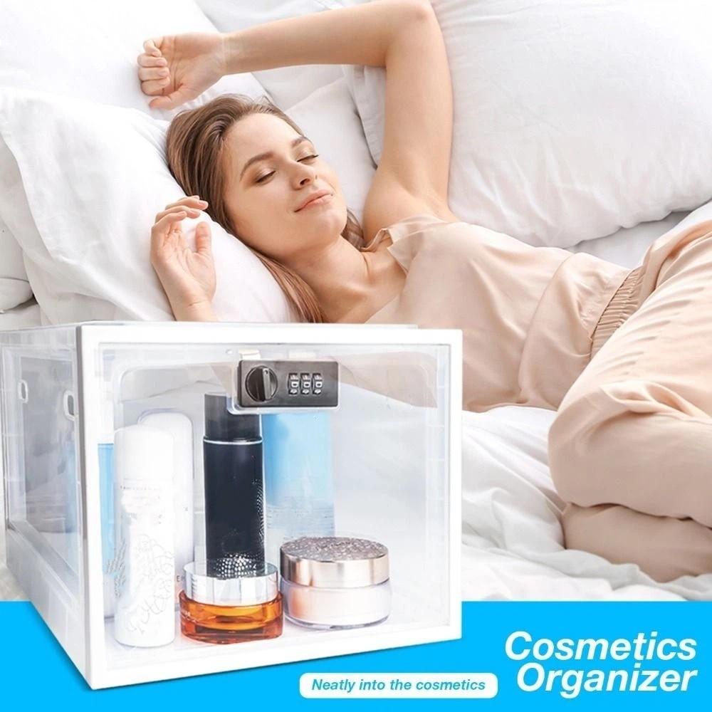 Large Capacity Clear Locking Box Transparent Combination Lock Box  Fridge Organization