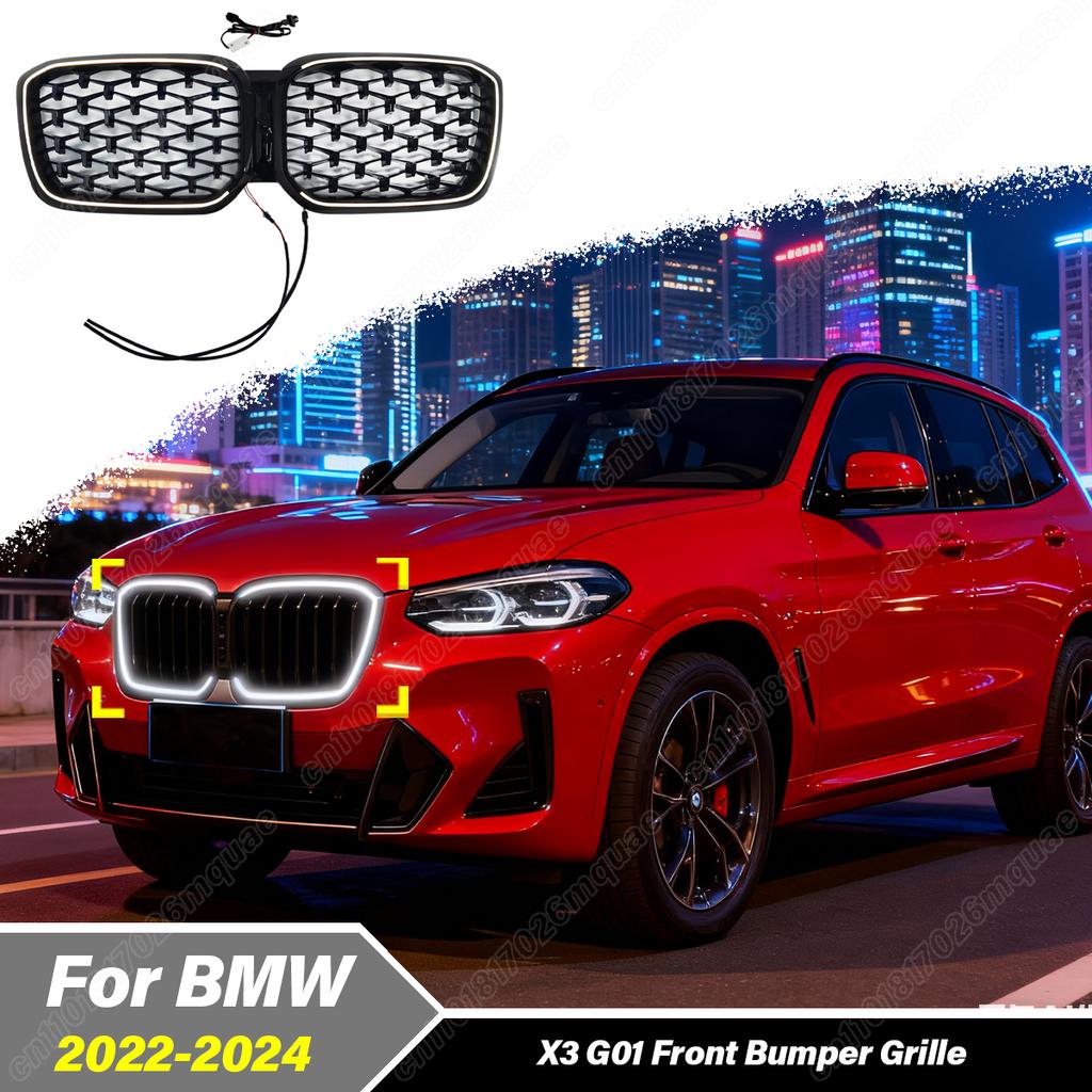 For BMW X3 G01 2022 2023 2024 Automobile Water Tank Protective Cover Font Air Intake LED Grille Modification Decoraiton Body Kit