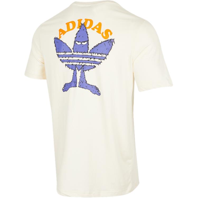adidas Oryginalne Trefoil Proste Logo z Literami Sweter Casualowy z Okrągłym Dekoltem Koszulka z Krótkim Rękawem Męskie Top Off-White HM2492
