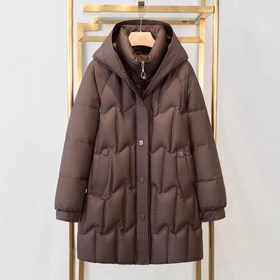 Stylish Temperament Down Jacket: Thickened Mid-Length Winter Coat for Middle-Aged & Elderly Women